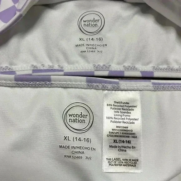 Wonder Nation Girl's Purple Checkered Tie Front Bikini XL 2 Piece - Picture 5 of 5